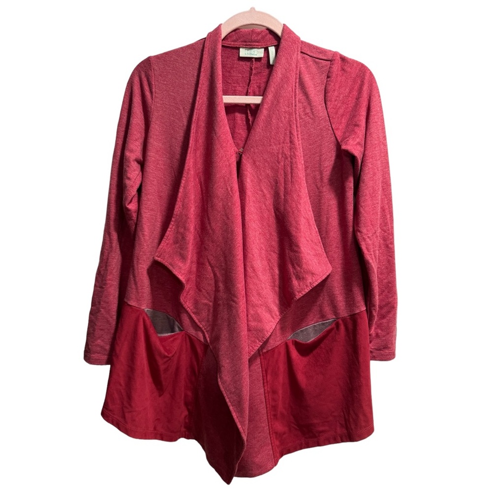 Logo Lounge by Lori Goldstein Size XXS Red Faux Suede Peplum Cardigan Jacket Top
